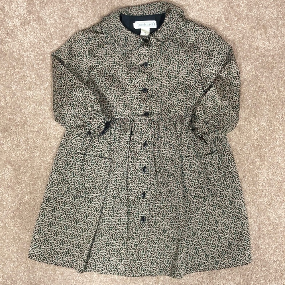 Cacharel floral Daisy print coat dress Peter pan ruffle collar size 2
